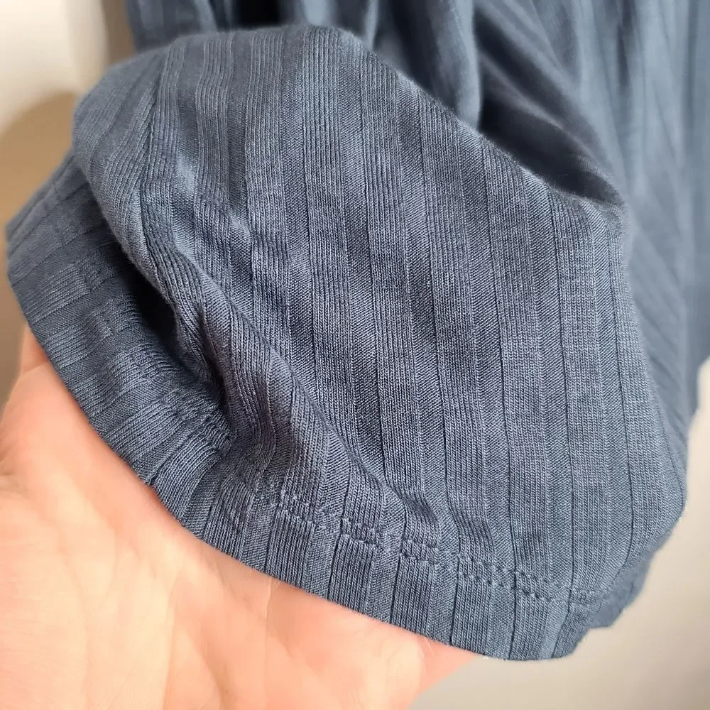 0X 12W Large Blue Ribbed Dolman Sleeve Sleep Tee Pajama Top Breathable Torrid